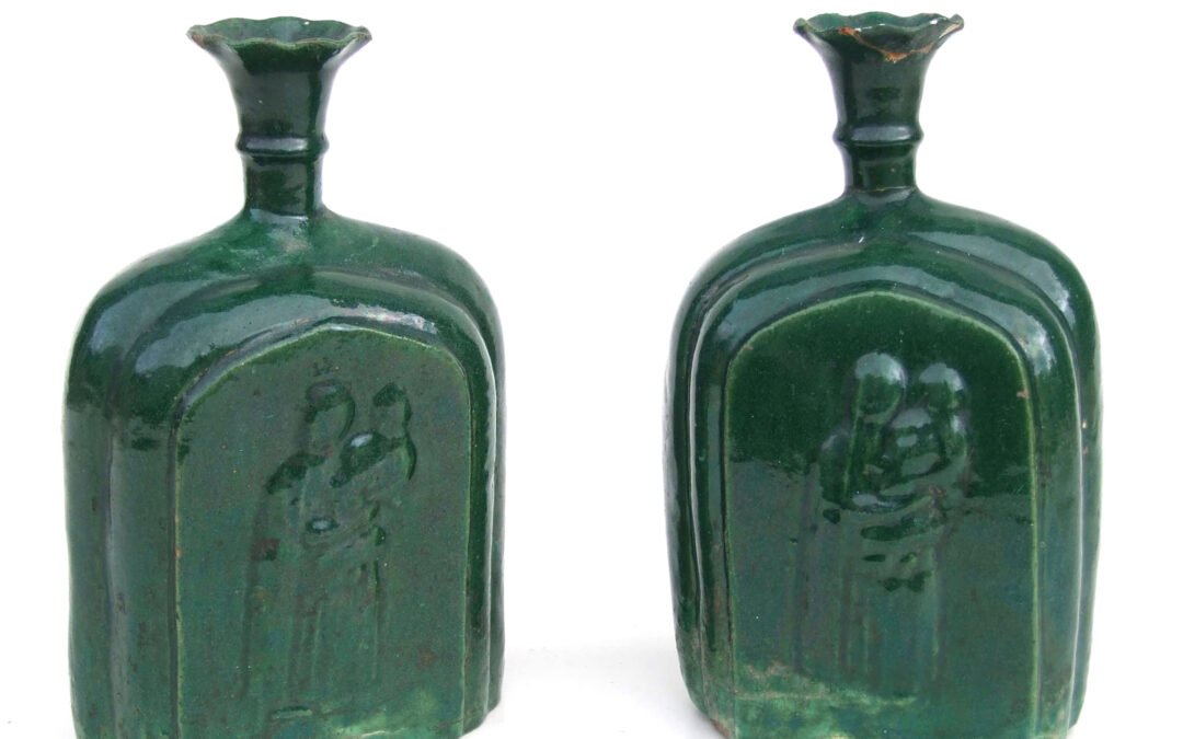 Persian Safavid pottery pilgrim bottles